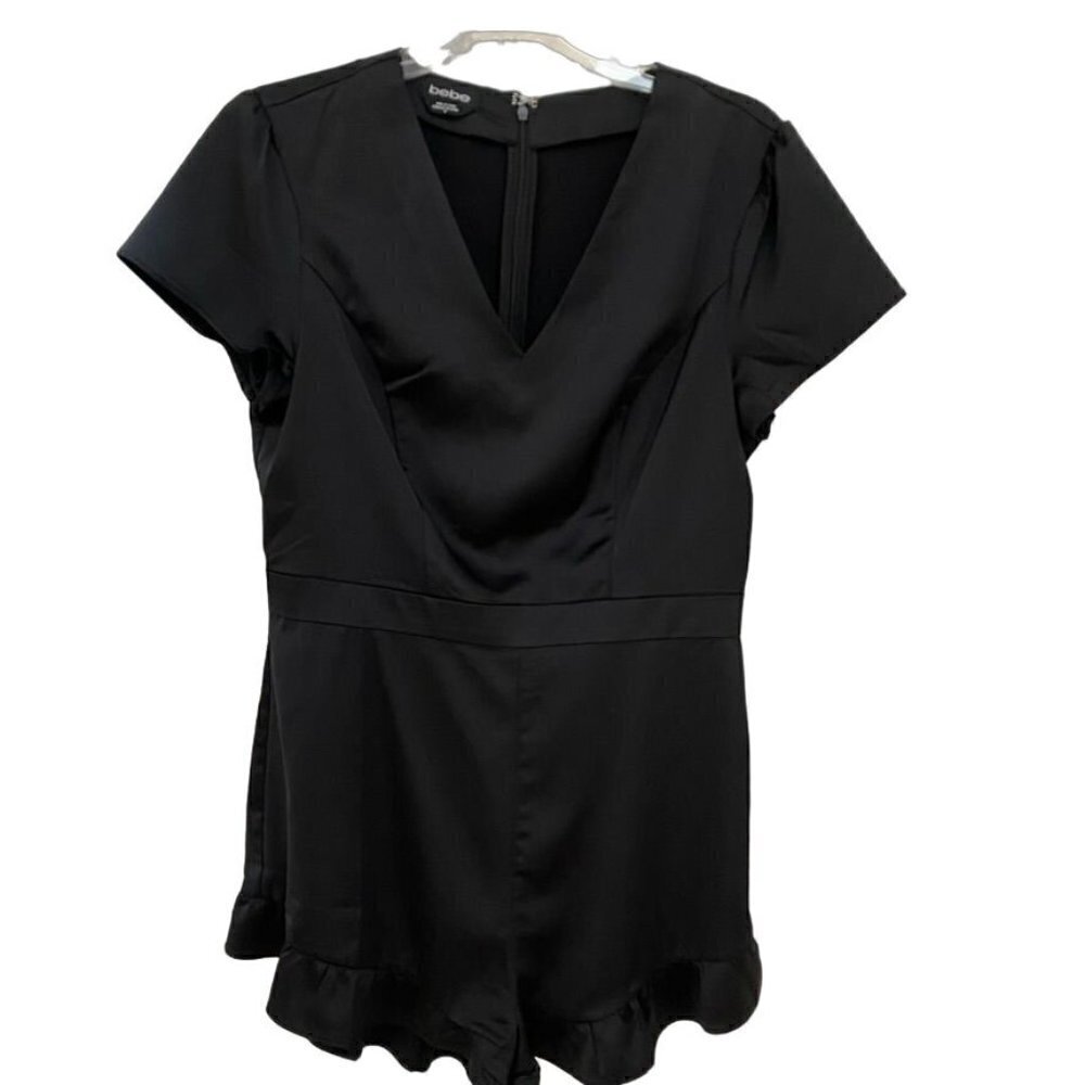 Bebe Satin Ruffle Romper Sz 10 Party Cocktail As is